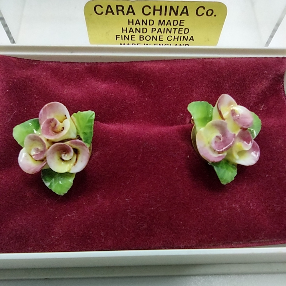 Vintage CARA Fine Bone China Clip on earrings